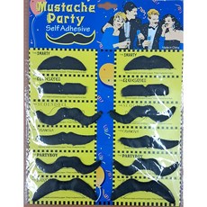 붙이는 가짜 인조 수염 6종 [콧수염 할로윈 코스프레 분장 연극 웃긴 특수 소품], 1세트, 블랙