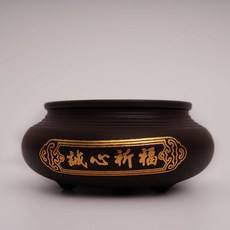 達埔 陶瓷供奉爐 9.5cm 外口徑 6cm 高 復古燒香爐, 1個, 誠心祈福供奉爐（送金蟾片香插）