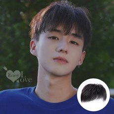 男士假髮 頂部補髮神器，自然透氣，遮蓋白髮，黑色直髮, 1個