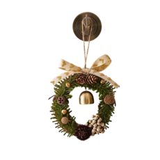 聖誕節裝飾品聖誕鈴鐺花環掛件，聖誕樹裝飾品，氛圍場景掛飾，聖誕掛飾門把裝飾品, 森系鈴鐺花環掛件A--40ｇ, 1個