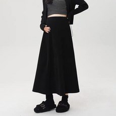 Makone 임산부치마 A라인 임부복 스커트 허리 조절 가능 스트링 데일리