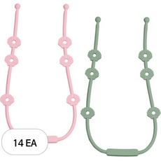 아이벨류 실리콘 멀티 스트랩 홀더 2종 세트, 노꼭지, 14세트, 베이비핑크 + 세이지