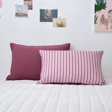 모던하우스 ON 아트에디션 베개커버 50x70 리버시블 핑크 스트라이프+버건디 451657