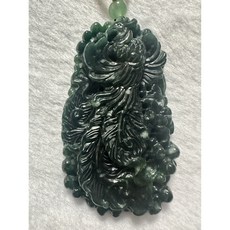 瓜地馬拉翡翠鳳凰吊墜 精緻雕刻玉石飾品, 1個