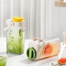 BIBOSI 냉장고 물병 1리터 가정용 휴대용 직사각형 물병, 1개, 1L, 노란색