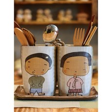 귀여운 도자기 수저통 물빠짐 그림선택 받침미포함, 꽃그림, 1개, 꽃 수저통만 구매 받침미포함