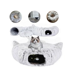 실내 고양이를 위한 푹신한 고양이 터널 침대 피카부 동굴 여러 개를 점보 대형 도넛 튜브 및 둥근 숨는 장소 토끼 강아지를, 1개