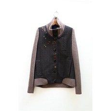 비꼴리끄 비꼴리끄울 니트 배색 체크자수 자켓 487302