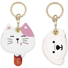 Apple Airtag용 가죽 키체인 케이스 홀더 링이 있는 보호용 Air Tag 커버 키용 스크래치 방지 Airtag, Cat+teddy Dog