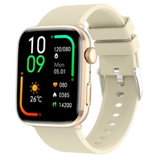 블루투스 통화 스마트워치 IP68 방수 심박수 혈압 수면 체온 측정 운동 모니터링 NFC 지원 대용량 배터리, GPS + 블루투스, 38mm, 살구색