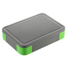 琪加兒童學生分格密封水果盒 沙拉盒上班微波加熱便當盒, 1個, 灰綠