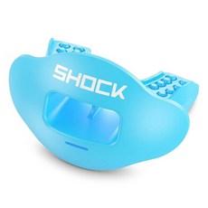Shock Doctor 립 가드 성인 및 청소년 마우스 가드 풋볼 스트랩 포함 통기성 와이드 오프닝 마우스피스 성인용 OSFA 최대 공기 흐름, Shock Blue
