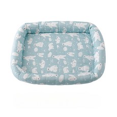 寵物冰絲涼墊 寵物涼感窩 寵物睡窩, 藍綠白熊,S45*40CM(建議3公斤內), 1個