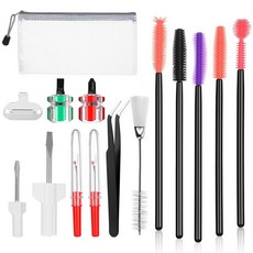 재봉틀 청소 키트 핀셋 스크루 드라이버 리퍼 더블 헤드 브러시 니들 보드 드라이버 실리콘 브러시 및 보관 가방을 포함한 재봉틀 수리 도구 15개, 재봉틀 청소 키트, 핀셋, 스크루 드라이버, 리퍼, 더