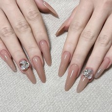 穿戴甲片高級感水鑽裸色漸變手工美甲甲片辣妹純欲假指甲, 1個, BY1972雅人清致:手工甲XS碼#10片/袋