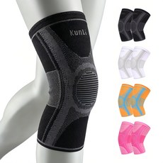 Kunli 무릎 보호대 2매(1족) 압력 슬립방지 통기성 속건 보온 지지 남녀공용 배드민턴 농구 배구 러닝 헬스, 블랙, 2개