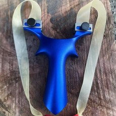 夾片鈦合金撐頭戶外高精度彈弓，圓頭龍齒設計，威力強勁，便攜耐用, 烤藍龍齒