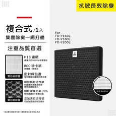 蟎著媽 HEPA濾網 適用 3M FD-Y160L FD-Y180L FD-Y200L 空氣清淨機, 1個, Y200COM-TW*1