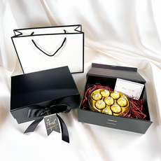 올리스트 쇼핑백 스타핑 선물 박스 소형, 블랙, 1개