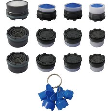 Higie 남성용 4가지 크기 4조각 제거 렌치 도구 16.5 18.5 21.5 24mm 탭 에어레이터 절수 유량 제한기 교체용 4PCS 수도꼭지 헹굼, with 4 keys