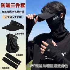 騎行防曬面罩男士款 防紫外線冰絲面紗 登山遮臉防曬帽套裝