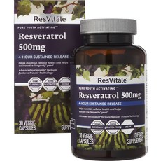 resvitale 白藜蘆醇500mg素食膠囊, 1個, 30入