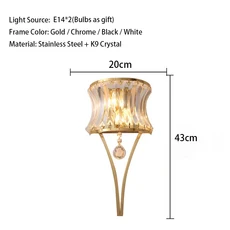다이닝 룸 장식용 긴 웨이브 엣지 LED 천장 조명 골드 및 크롬 램프 모던 홈 럭셔리 크리스탈, 03 Wall Lamp B, 01 Natural Light, 02 Gold Frame