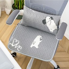 冰絲乳膠坐墊+腰枕組｜涼感透氣親膚｜四季皆宜, 俏皮萌熊,涼感絲乳膠坐墊(45x45cm)