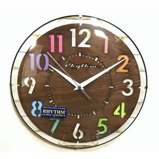 【神梭鐘錶】日本麗聲RHYTHM CLOCK 孩童最愛圓弧凸鏡面木刻繽紛彩色數字掛鐘 CMG778NR06