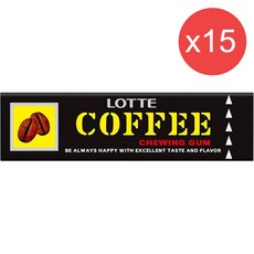 일본 롯데 커피 껌 9개입 15통 Lotte Coffee Chewing Gum, 10g, 1세트