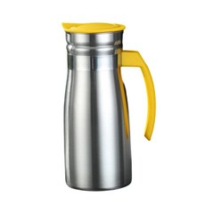 0.8L 보온 스테인리스 스틸 커피 카라페 음료 디스펜서 티포트 카페 및 호텔용 다기능 냉음료 피처, 노란색 손잡이 포함, 8.5cm x 20.5cm x 7.5cm