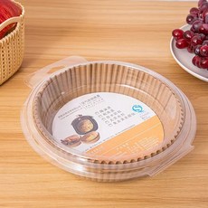 加厚盒裝食品級氣炸鍋紙100張 超高質量油炸墊紙 烘培烤盤專用吸油矽油紙, 1個, 加厚加高+吸塑盒裝+100張本色油紙