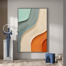 추상 유화 질감 벽걸이 그림 거실 복도 장식, 04.J, 50x70cm, 9mm 블랙 엣지 텍스처