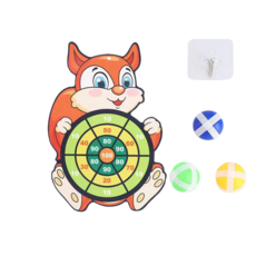 動物飛鏢黏黏球 飛鏢盤 黏黏球 投球玩具 投擲玩具 兒童玩具 親子互動 送掛勾, 1個, 松鼠(黏黏球*3+掛勾*1)
