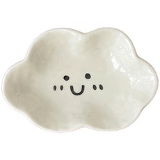 卡通雲朵陶瓷調味碟 日式醬油碟 創意小菜碟 可愛餐具, 笑臉雲, 1個