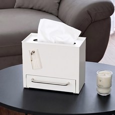 루시아이 히든 서랍형 철제 티슈 케이스, 화이트, 1개