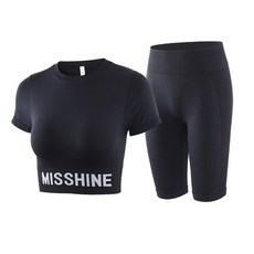 요가 크롭 반팔티+레깅스 세트