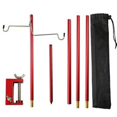 WESTTUNE 4 섹션 캠핑 랜턴 스탠드 알루미늄 합금 분리형 램프 폴 휴대용 야외 조명 거치대 접이식 램프 행어, [01] 4-Section Red, 1)4-Section Red