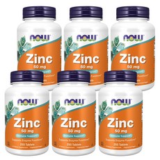 나우 아연 50mg 250정 6통 징크 Zinc, 6개