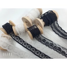 나일론 리본끈 자수 랏셀레이스 10여종 90cm (1개입), 84단면, 백아이, 1개