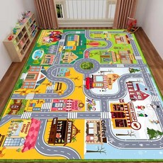 만화 마을 교통 트랙 러그 세탁 내구성 교육용 게임 카펫 보육원 놀이 공간 장식 거실용
