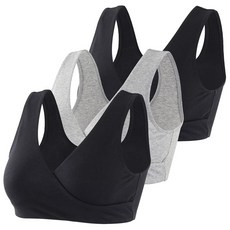 [ 1205451 ] Topwhere 수유 및 임산부용 여성용 면 무선 수면 브라 블랙+블랙+그레이