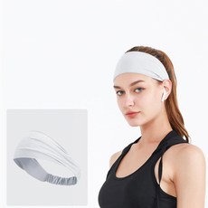1+1 뛰어난 통기성과 빠른건조 남녀공용 스포츠 헤어밴드 운동머리띠, 1세트, 화이트