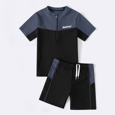 남아 듀얼 투피스 수영복 생존수영복 초등학생 어린이 래쉬가드 + 실리콘 수영모