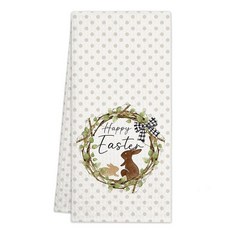 HUQIL Eggs Easter Kitchen Towels Stripe Spring Hand Towels Dish Towel Home Kitchen Bathroom Farmho, 브라운 스팟 02