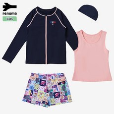 브랜드정품 레노마수영복 *폴리백 *여아동 3PCS 탱키니탑 래쉬가드세트/GS19964 초등