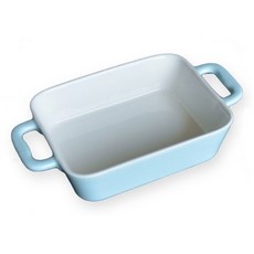 粉彩陶瓷雙耳烤盤 - 長方形大號 (藍色), 1個