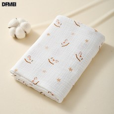 DFMEI 嬰兒雙層紗布包單嬰兒純棉包巾加大包被夏季蓋毯新生兒紗布浴巾, 搖搖馬