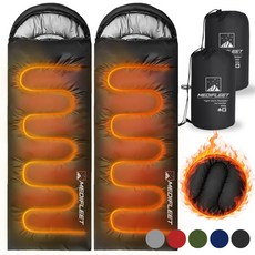 메디플릿 겨울용 머미형 야외 캠핑 침낭 + 수납가방, 2개, 스모키 블랙 (2400g)