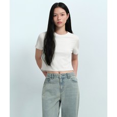 매장정품 무신사스탠다드우먼 MUSINSA STANDARD WOMAN [쿨탠다드] 우먼즈 크루 넥 크롭 반팔 티셔츠 [크림] MW5Z10-CR 541910